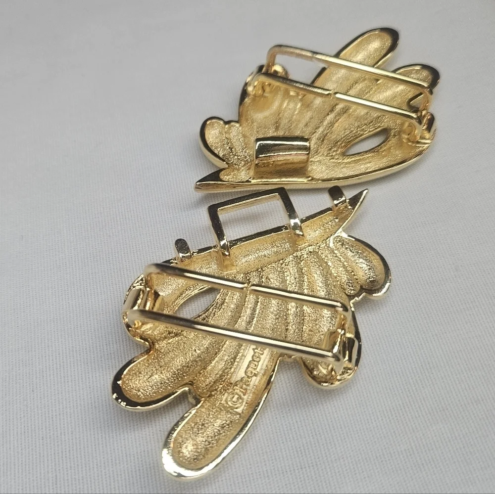 Vtg Douglas Paquette Gold Tone Sculptural Bow Swirl 2-Pc Belt Buckle 1980s EUC